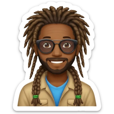 a black african guy with dreadlocks, wearing black sunglasses and aura farming emoji sticker