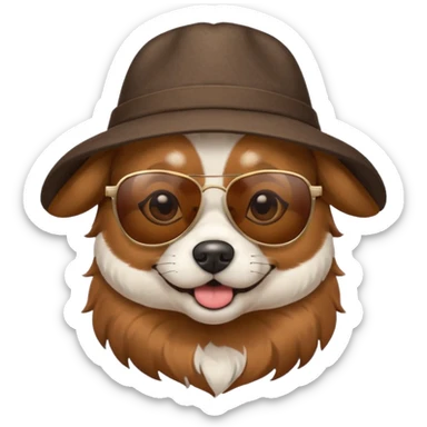 dog with hat and sunglasses sticker