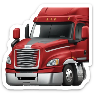 red freightliner cascadia semi-truck that needs to go to service repair sticker