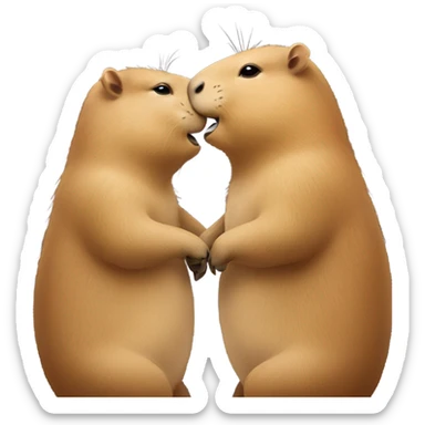 Capybara kissing another capybara  sticker