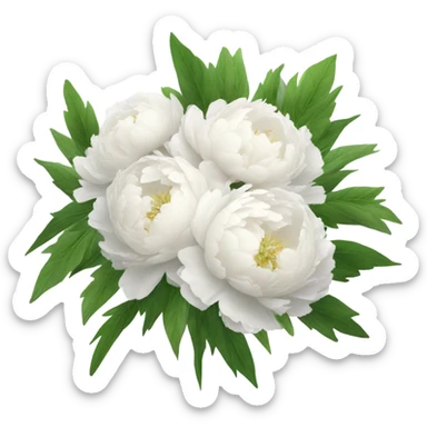 White peonies bouquet  sticker