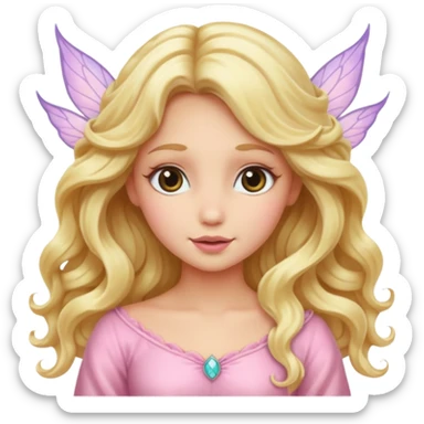 Long blonde wavy hair fairy with soft pink sticker