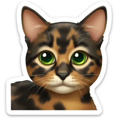 Cute tortoiseshell cat with green eyes sticker