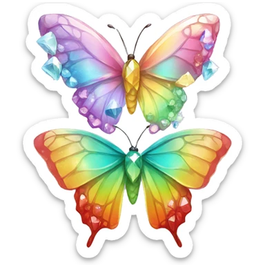 Rainbow-Diamond-Gem-Butterfly-Crystal-Fly sticker