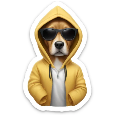 dog wearing a hoodie and sunglasses sticker