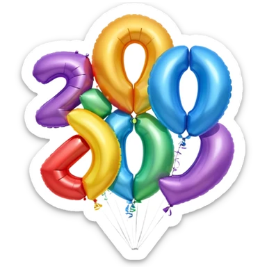 2026 is made out of balloon emoji sticker