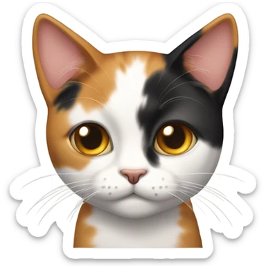 calico cat with one eye sticker