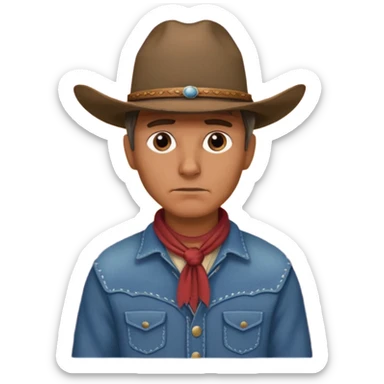 сгенерируй ковбоя который грустно смотрит на закат, он стоит на горах, которые такие как в америке на западе sticker