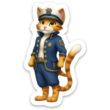 Anthro Fur-Sona feline-Fakémon with a Mariner-cap Full Body sticker