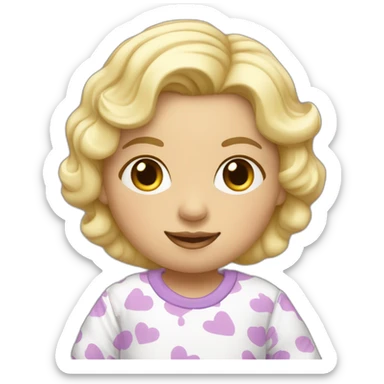 Bébé blonde en pijama blanc et des bottes mauve  sticker