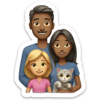 Family of 4with cat sticker