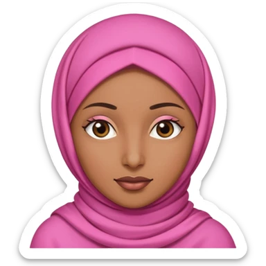 Brown skinned Muslim woman wearing pink hajab sticker