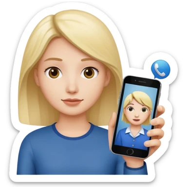 pink video call between one person holding the phone with a person on the phone screen sticker