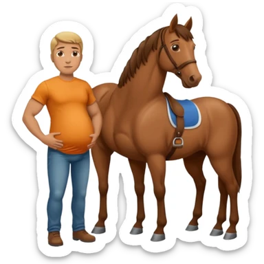 pregnant man  with horse sticker