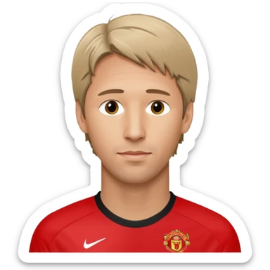 Van der Sar legendary Dutch goalkeeper wearing Manchester United football shirt simple facial features no text no background sticker