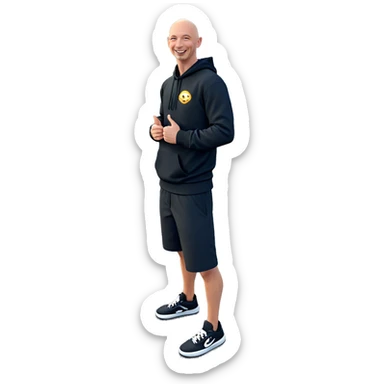 happy boy in black hoodie sticker