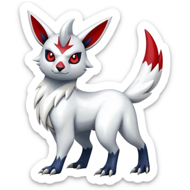 Shiny exotic Absol-Zangoose-Fakémon-hybrid-creature (full body)  with markings sticker