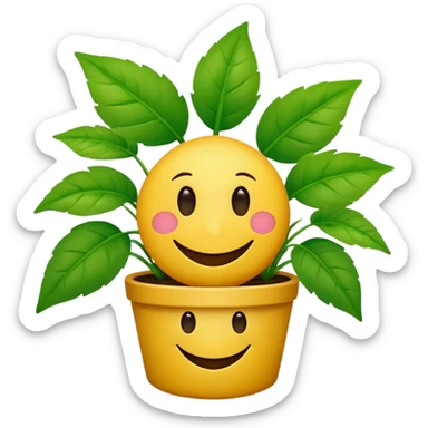Smiley face with plant instead of eyes sticker