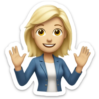 walking white woman, a blonde, friendly waving sticker