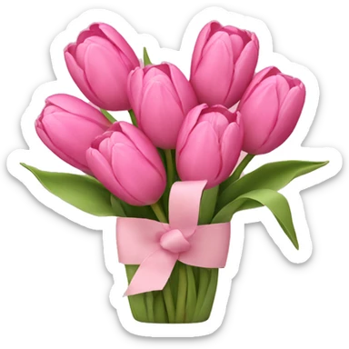 pink tulips bouquet  sticker