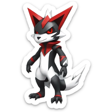  Cool Edgy Futuristic Black White Red Zangoose-Digimon-Medabot full body sticker