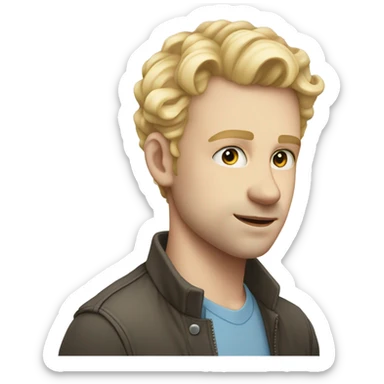 light curl blonde 30yo man blue eyed pale skin short side hairs sticker