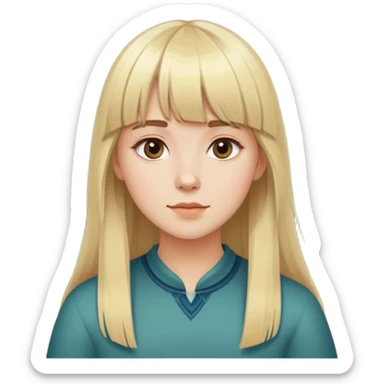 girl with straight blonde hair and bangs draws copy from life in the mountains sticker