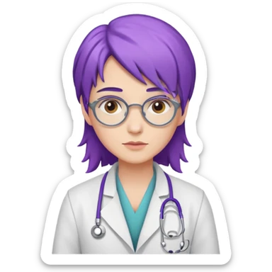 purple haired doctor sticker