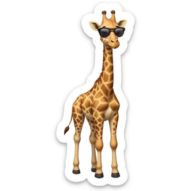 friendly anthropomorphised giraffe in casual clothing with a different color, wearing dark sunglasses, walking upright in relaxed pose sticker