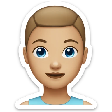 BLUE EYES BROWN BUZZ CUT LIGHT SKIN ROUND FACE GIRL sticker