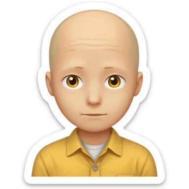 shy no hair circle face yellow sticker