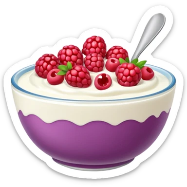 create a bowl with iogurt and berries emoji ios style  sticker