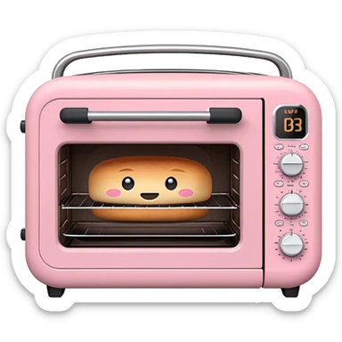 Cute emoji-style Ninja Combi countertop oven, pastel pink appliance, rounded edges, soft highlights, simple shadows, modern kitchen gadget aesthetic, realistic, centered, white background sticker