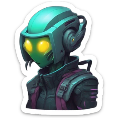 cyberpunk alien character desing scifi roguelike rpg style inspired by slay the spire digital art sticker