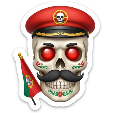 skull with a mustache with a Portuguese flag sticker