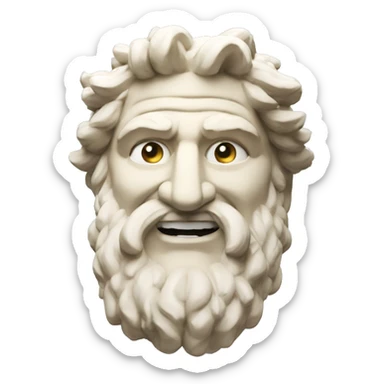 Ancient Greek King Odysseus Statue Face Only, Laughing, Off-white sticker