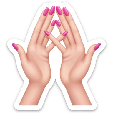 hands with long pink nails doing a hand heart like this 🫶🏼 sticker
