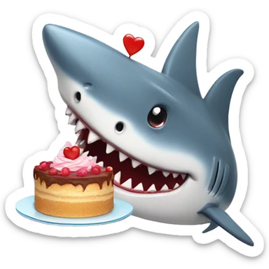 Shark with a cute heart and a cake. sticker