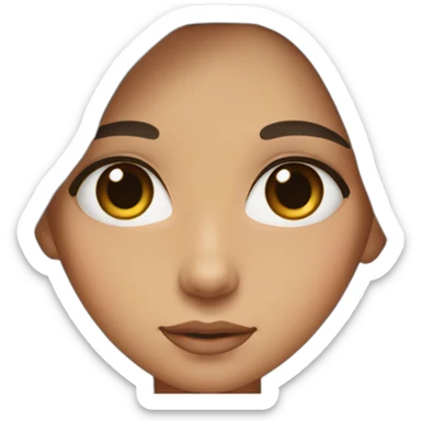 a girl with dark brown hair, brown eye, blush on the cheeks sticker