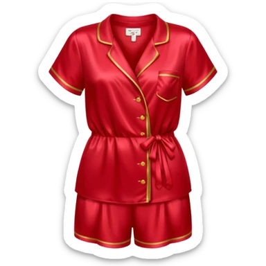 Pijama de satin color cherry sticker