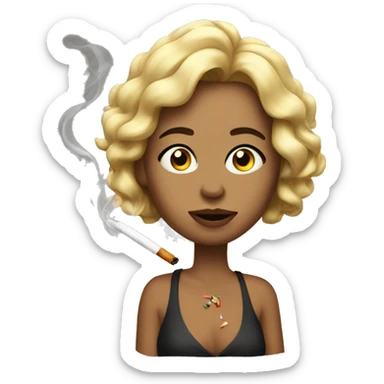 Sonya smokes a cigarette sticker