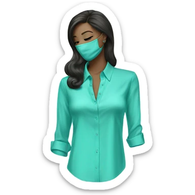Realistic isolated tiffany blue blouse. sticker