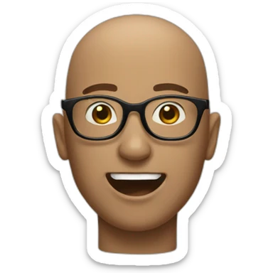 guy with glasses, bald on top, hair on the sides and tongue sticking out sticker