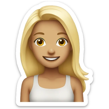 blonde girl smiling in city sticker