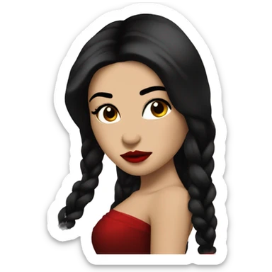 Rosalia with long black hair and red lipstick- Singer sticker