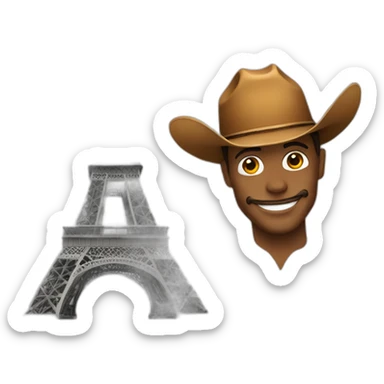 Eiffel Tower with a cowboy hat sticker