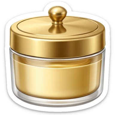 Produtos de beleza delicado com tampa dos potes dourados e fundo transparente pra usar como figurinha sticker
