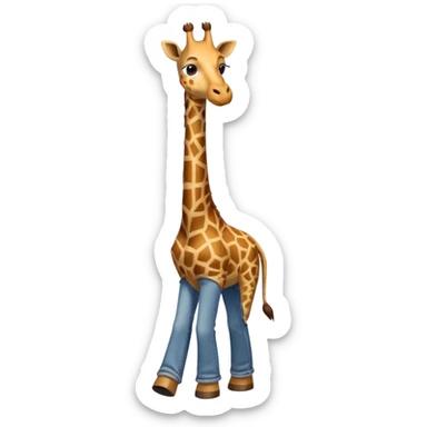 anthropomorphised giraffe wearing jeans and a t-shirt, walking upright sticker
