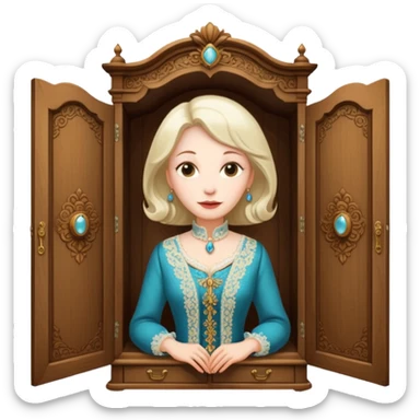 A middle-aged lady character from the fairy tale Beauty and the Beast — she was turned into a wardrobe by magic, while retaining the wardrobe's original form and having an anthropomorphic face. sticker
