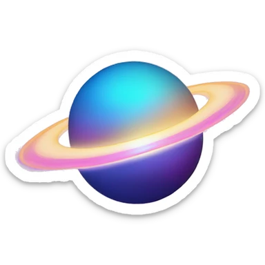 sparkly glittery blue purple and pink gradient planet with a cheesy saturn ring sticker